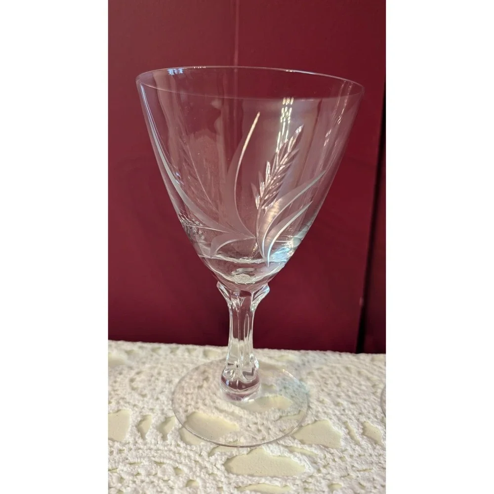 Vintage Fostoria‎ Etched Wheat Water Goblet Glasses Set of 4 Approx. 6